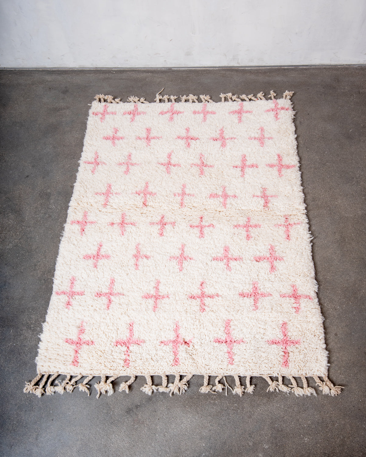 Modern, designer, handcrafted Berber rug from Morocco. Beniourain carpet with beautiful colours and patterns and fluffy wool texture.